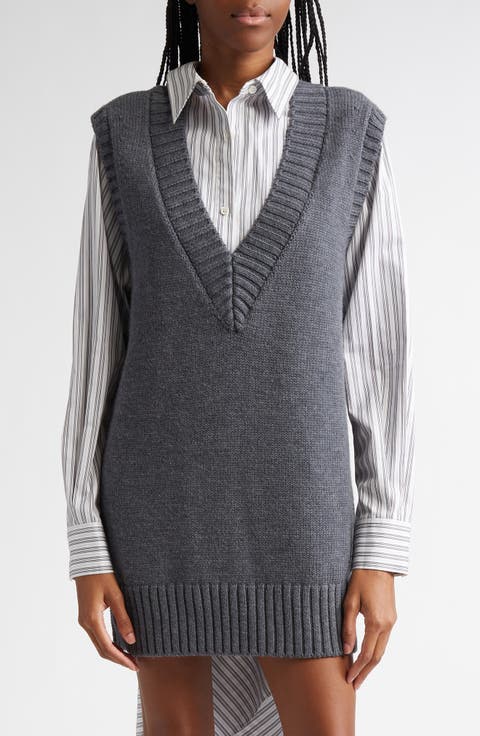 Boxy Longline Merino Wool Sweater Vest