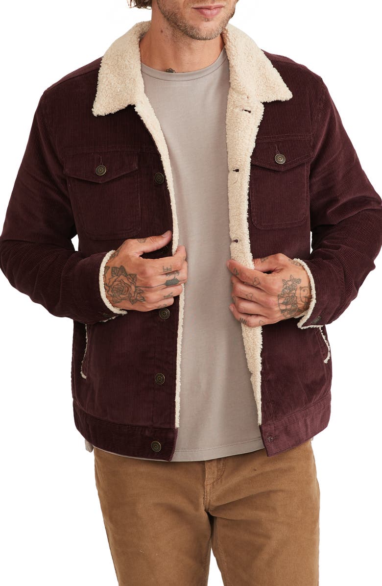 Marine Layer Boise Corduroy & Faux Shearling Trucker Jacket, Main, color, 