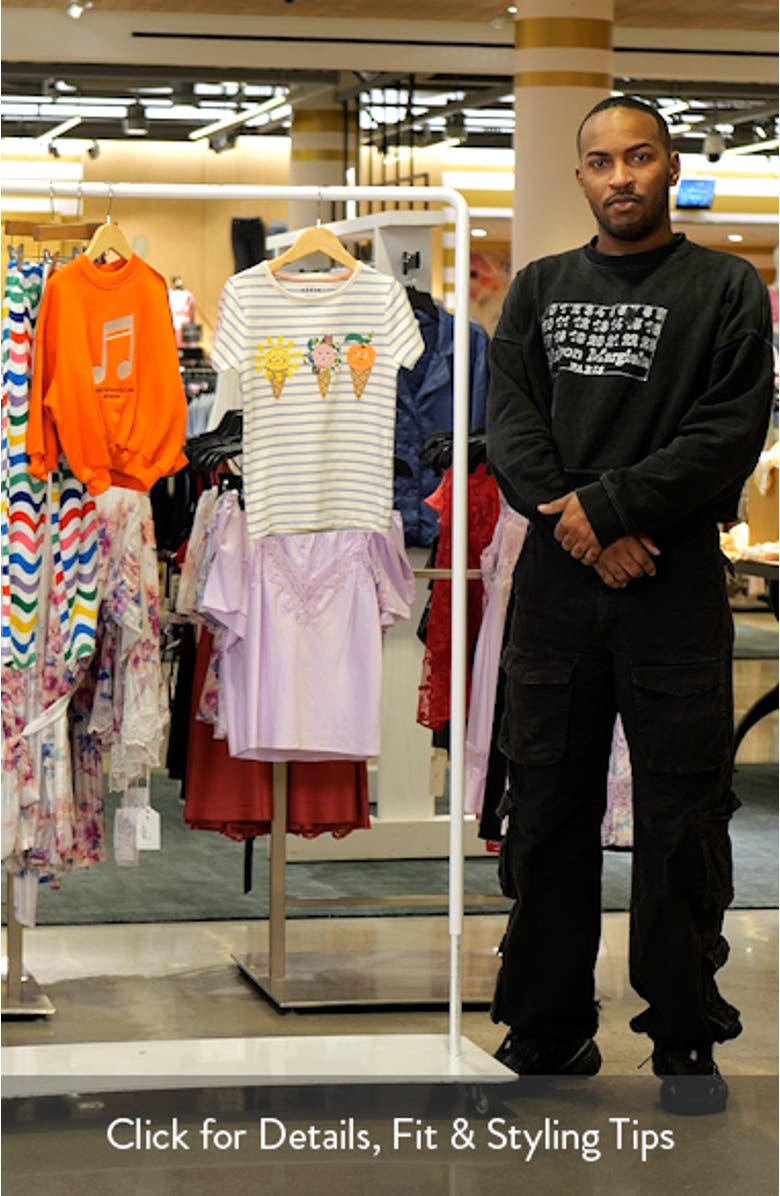 Kids' Stripe Ice Cream Cone Appliqué Cotton Graphic T-Shirt, sales video thumbnail