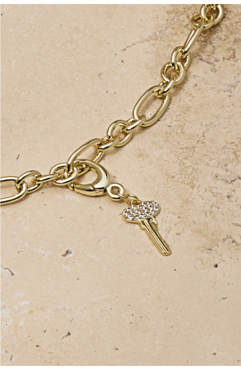 Untamed Petals Key Charm, Alternate, color, Gold