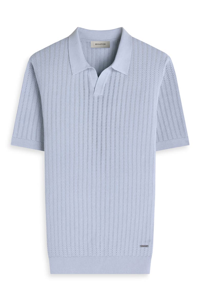 Pointelle Stitch Cotton & Silk Polo Sweater, Alternate, color, ICE