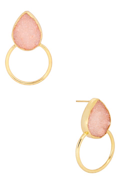 Druzy Bezel Frontal Hoop Earrings