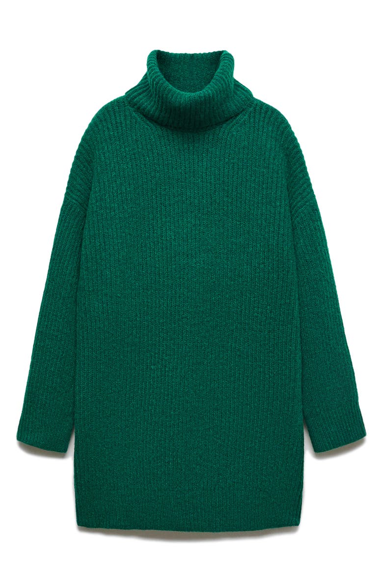MANGO Turtleneck Rib Sweater Dress, Alternate, color, 