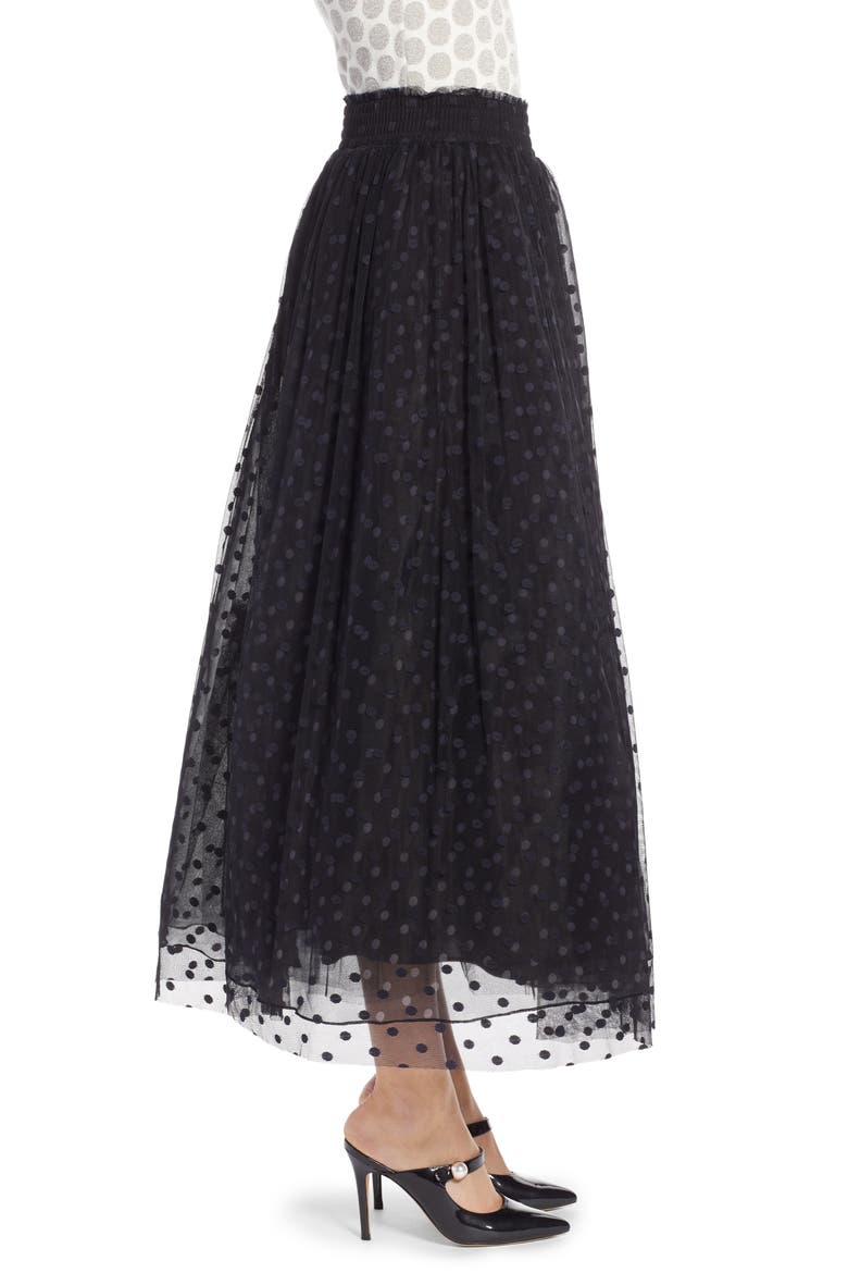 x Atlantic-Pacific Polka Dot Tulle Maxi Skirt, Alternate, color, BLACK