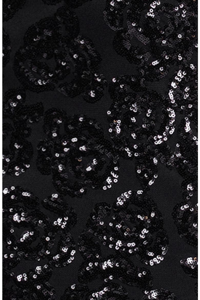 Rose Sequin Lace-Up Mermaid Gown, Alternate, color, BLACK