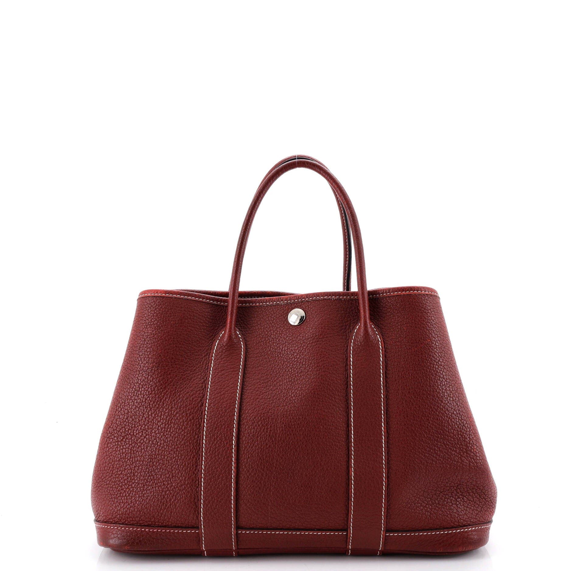 Pre-Owned Hermes Garden Party Tote Leather 30, Main, color, Rouge H