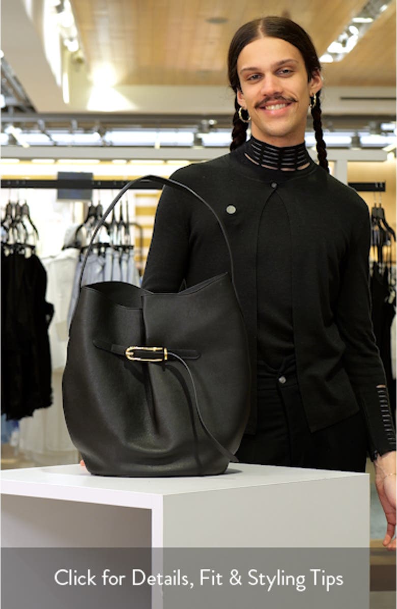 Large Belted Calfskin Bucket Bag, sales video thumbnail