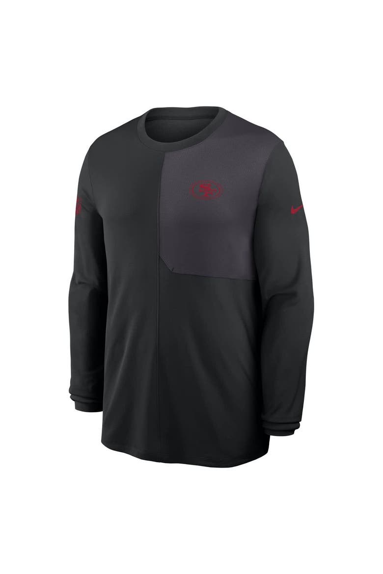 Men's Nike Black San Francisco 49ers Sideline Coach UV Performance Long Sleeve T-Shirt, Alternate, color, Black