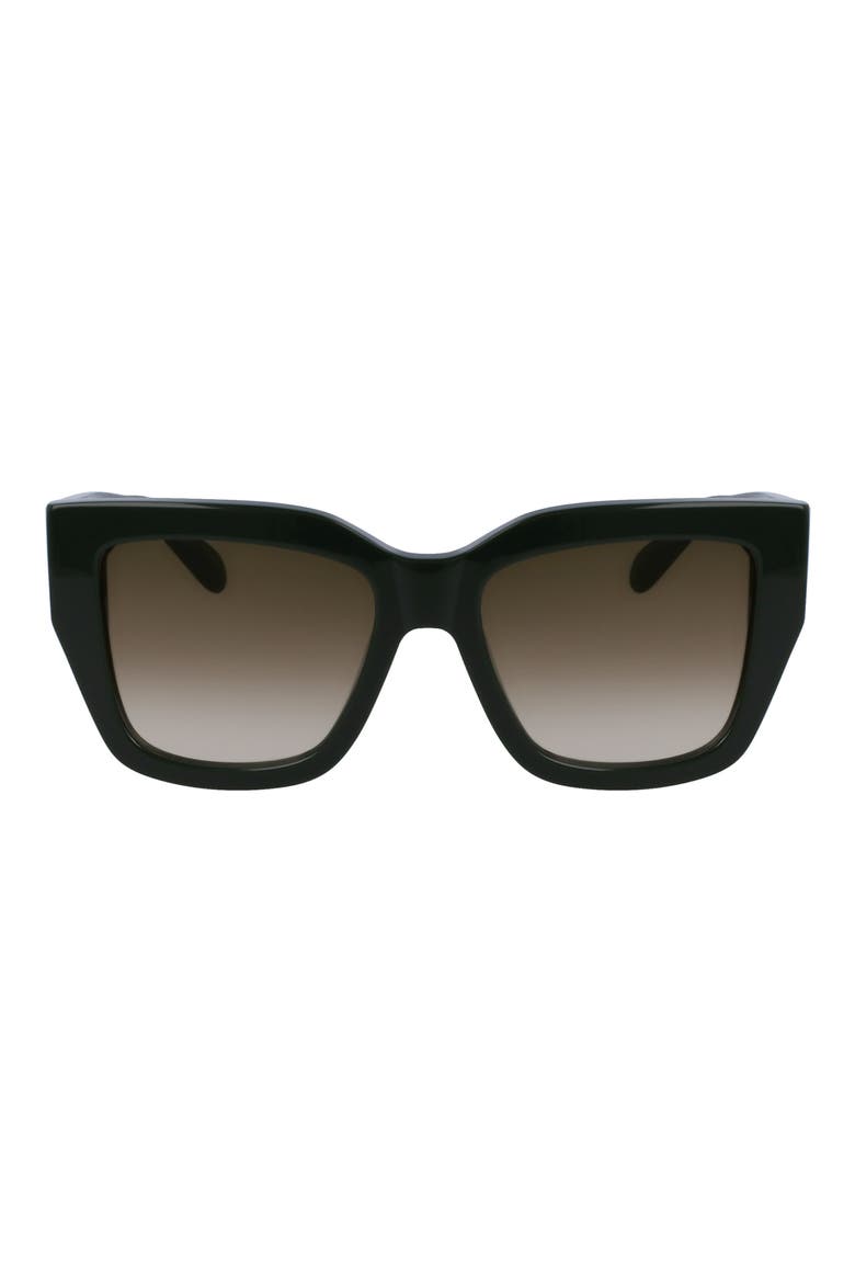 Gancini 55mm Modified Rectangular Sunglasses, Main, color, DARK GREEN