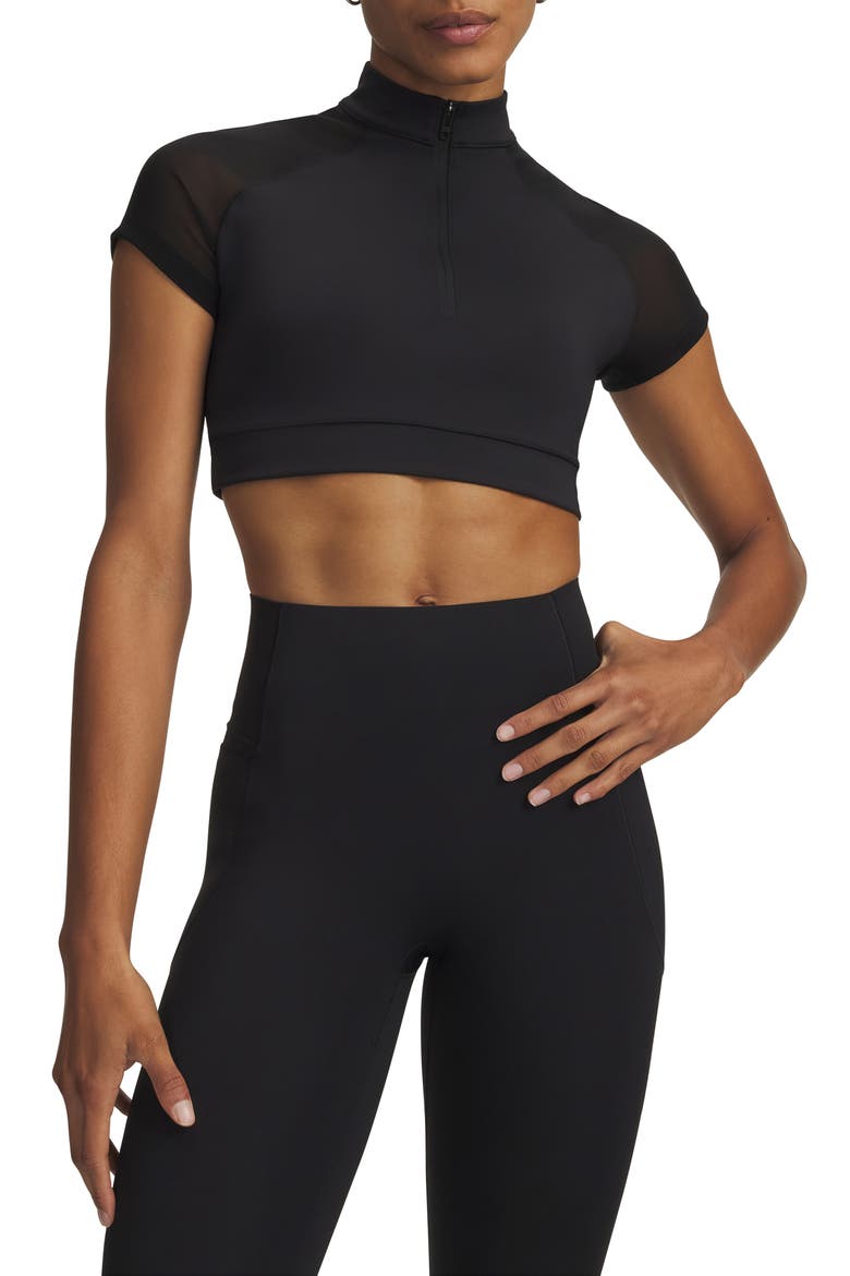 Vanish Elite Quarter Zip Performance Crop Top, Main, color, BLK
