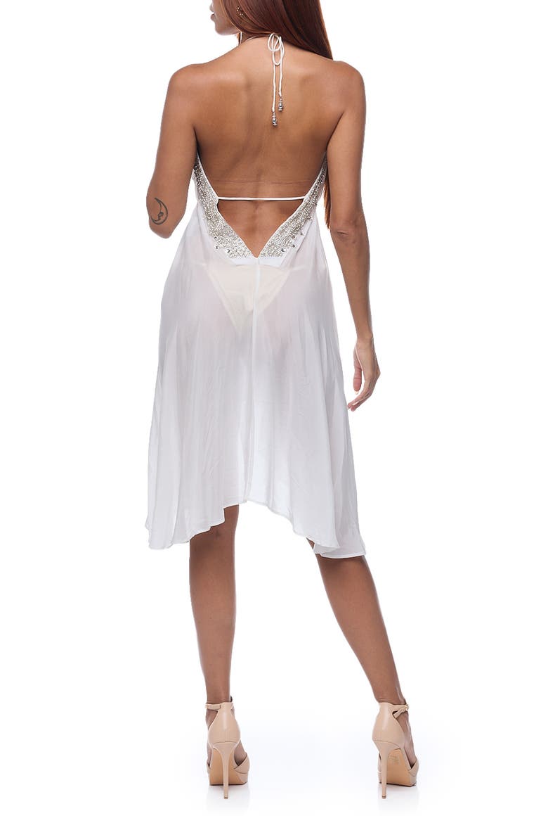 Embellished Halter Dress, Alternate, color, WHITE