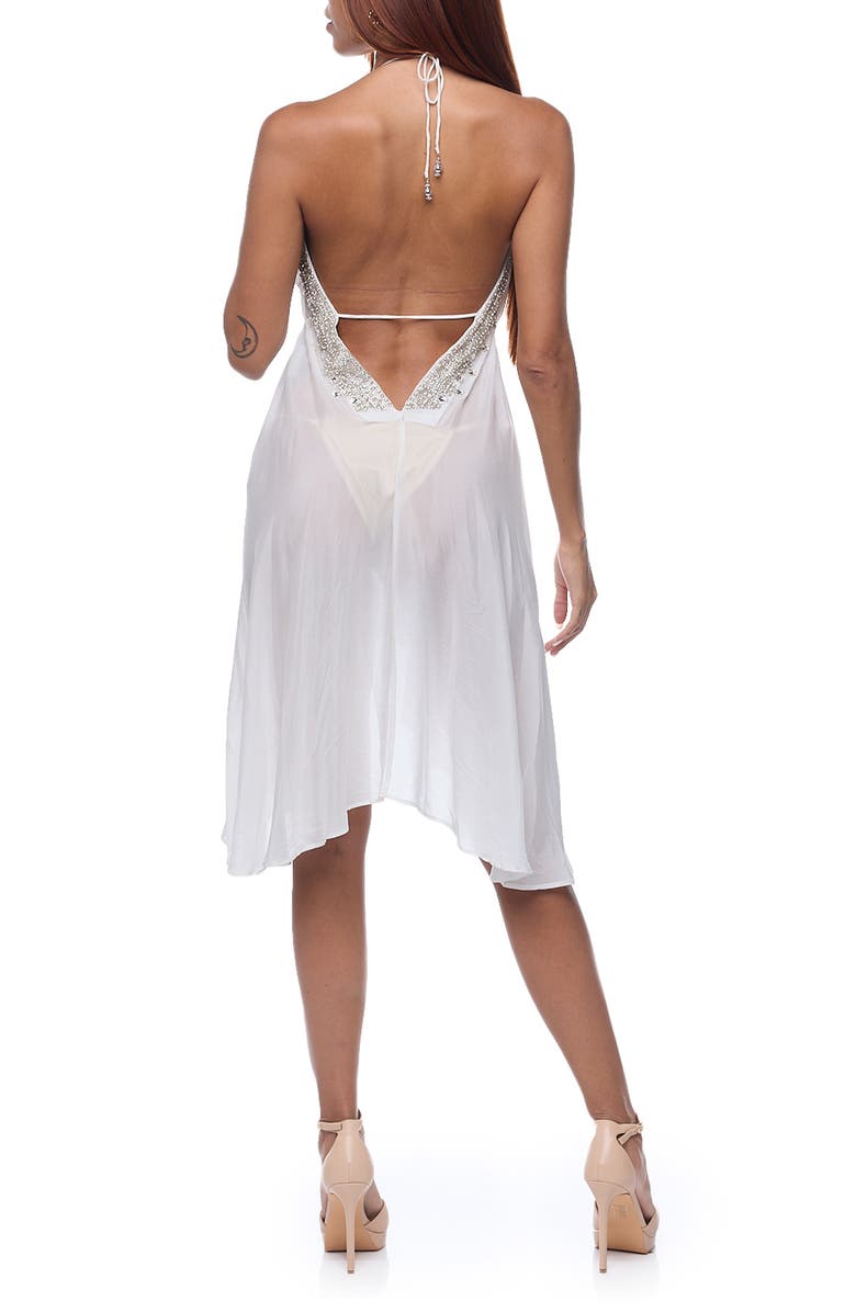 RANEES Embellished Halter Dress, Alternate, color, White