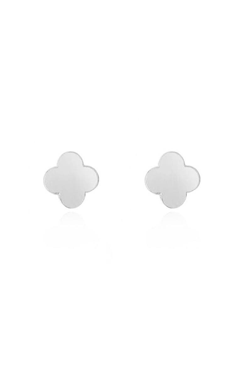 Gold Clover Earrings, Alternate, color, White Gold