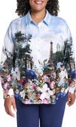 KARL LAGERFELD PARIS Paris Scene Button-Up Blouse