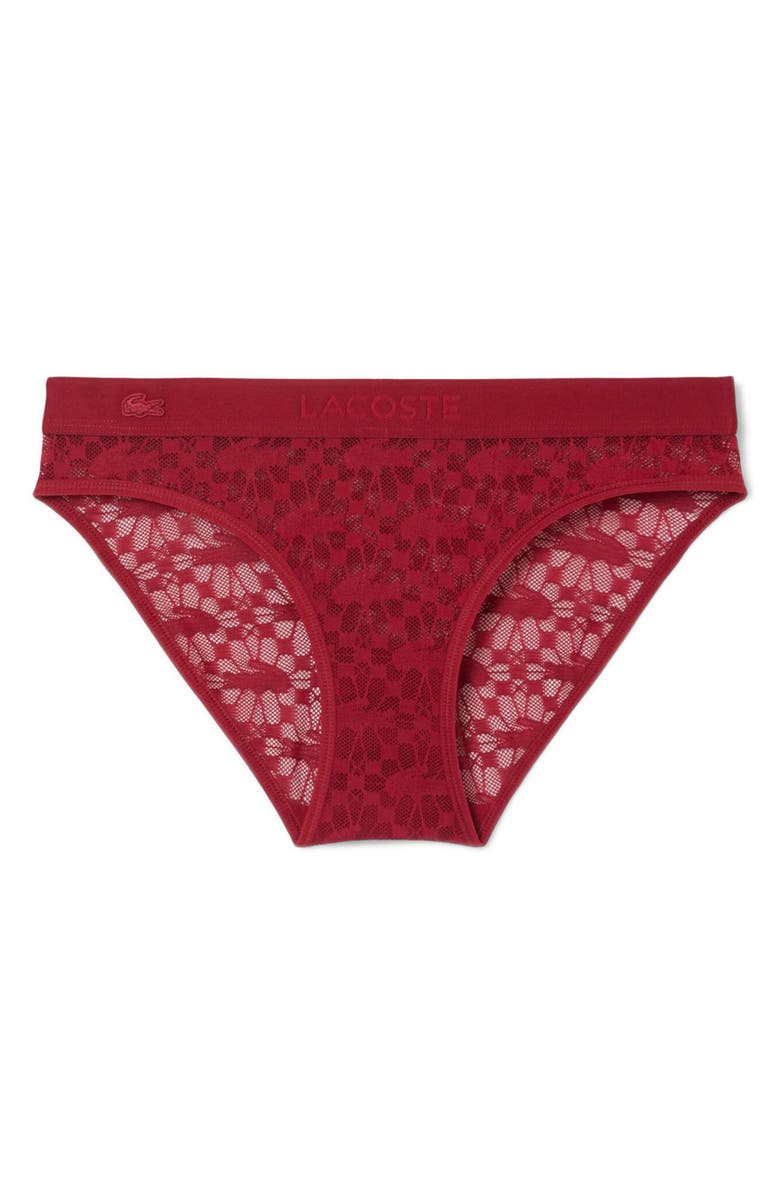 Lacoste Lace Bikini Briefs, Alternate, color, Bordeaux