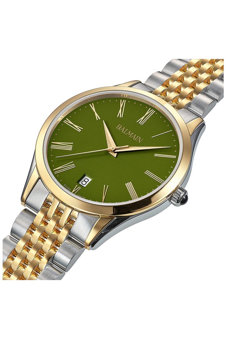 Classic R Bracelet Watch, 41mm, Alternate, color, TWO TONE/ GREEN