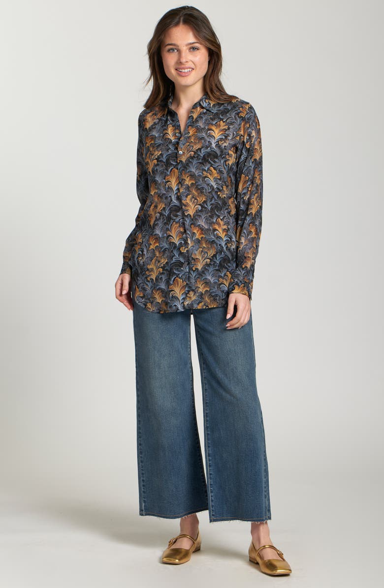 APNY Ikat Print Tunic Top, Alternate, color, Black/ Gold Multi