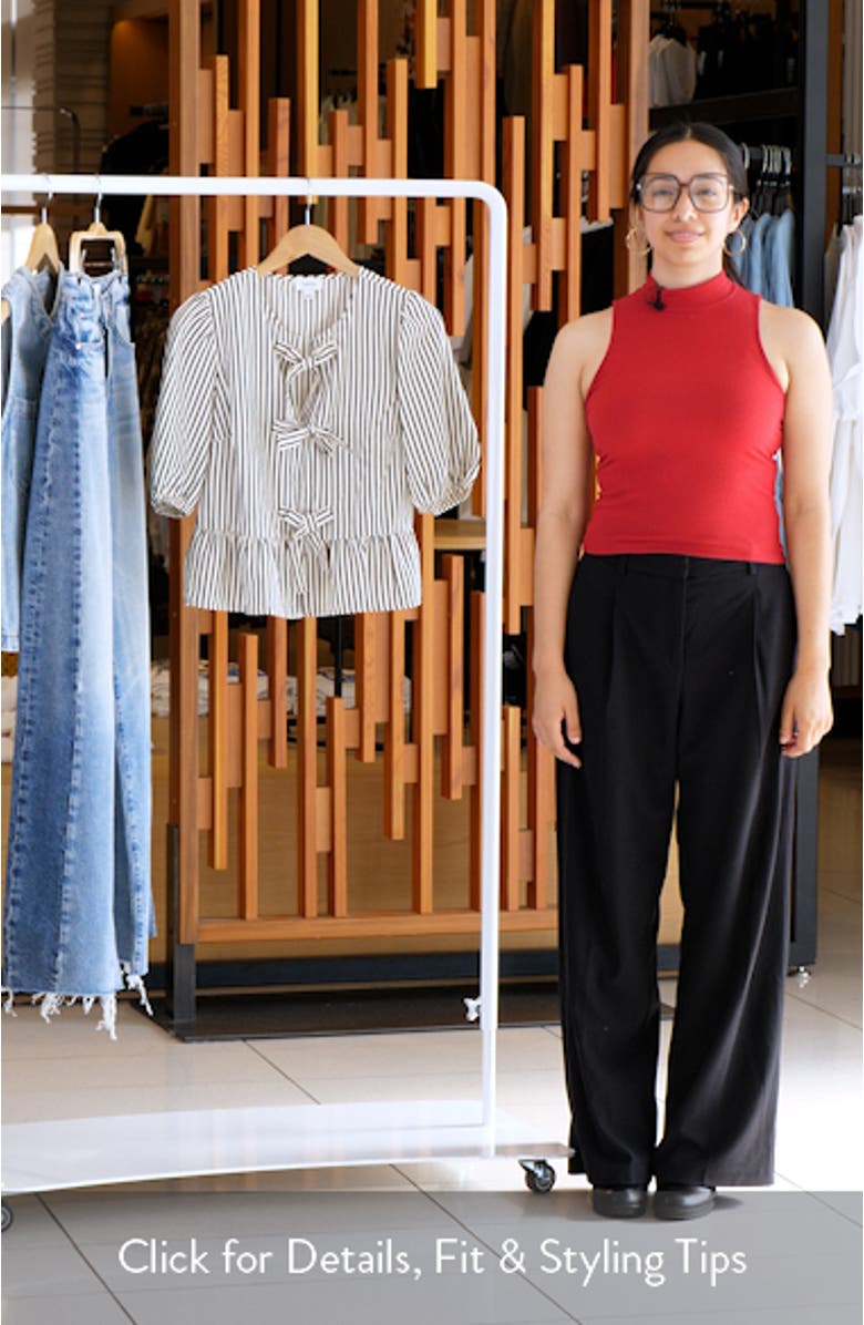 Stripe Bow Front Cotton Peplum Top, sales video thumbnail