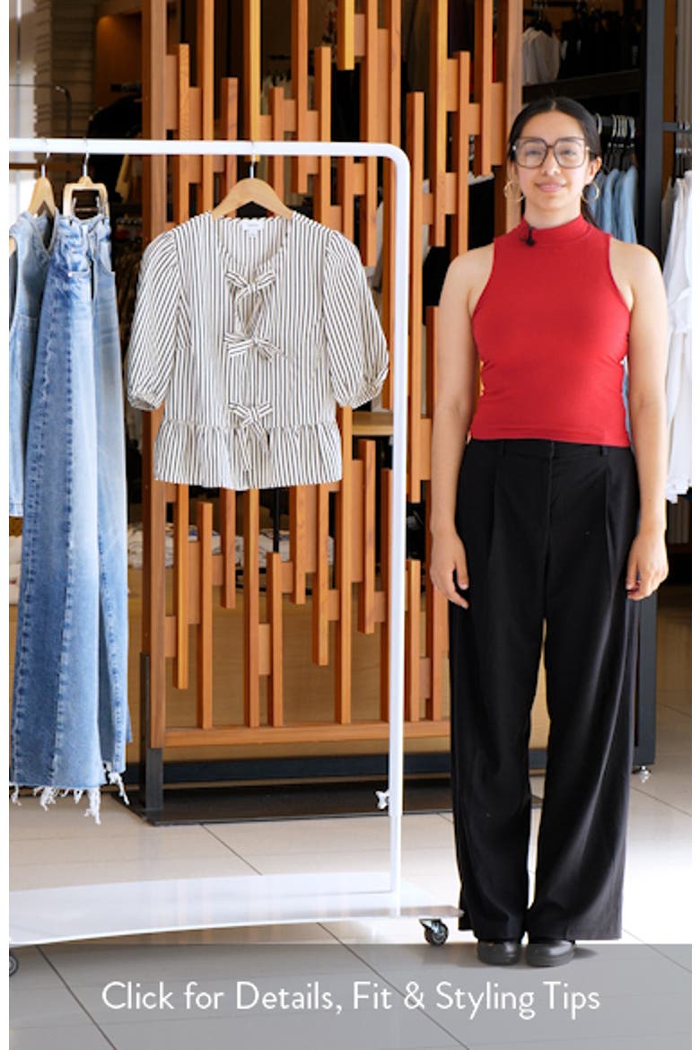 Stripe Bow Front Cotton Peplum Top video