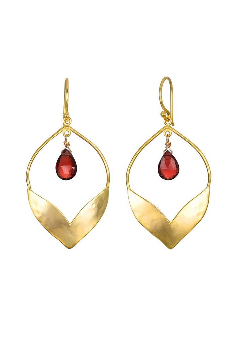 Infinite Possibilities Garnet Lotus Earrings, Main, color, Red