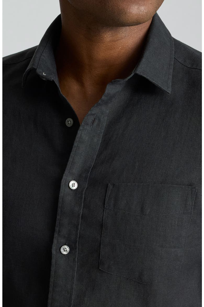 Cameron Solid Wrinkle Resistant Linen Button-Up Shirt, Alternate, color, BLACK