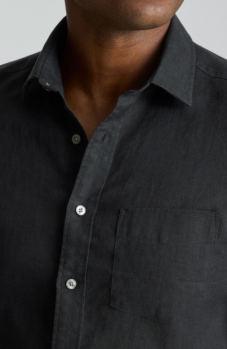 UNTUCKit Cameron Solid Wrinkle Resistant Linen Button-Up Shirt, Alternate, color, Black