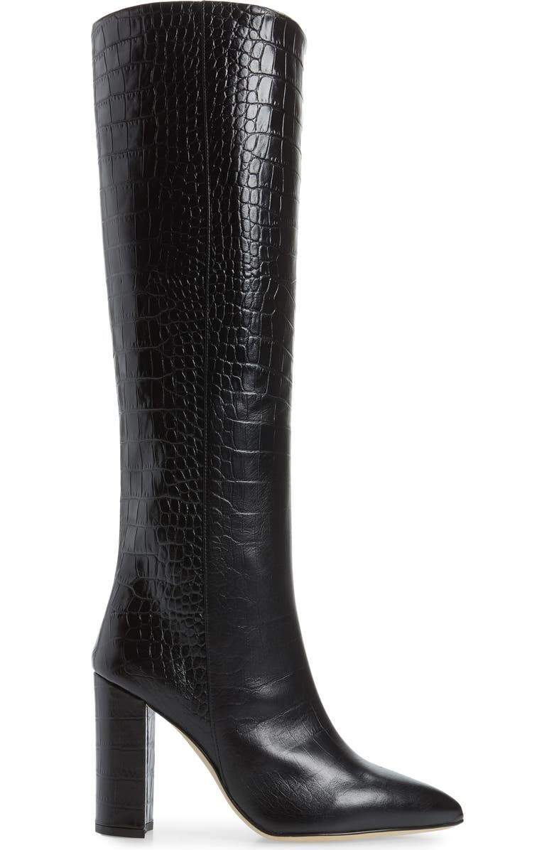 Paris Texas Croc Embossed Over the Knee Boot, Alternate, color,