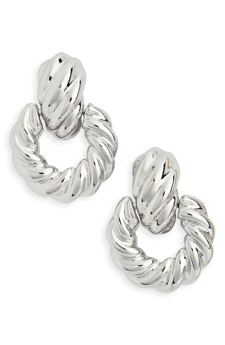 Tasha Textured Knocker Earrings, Main, color, Sliver