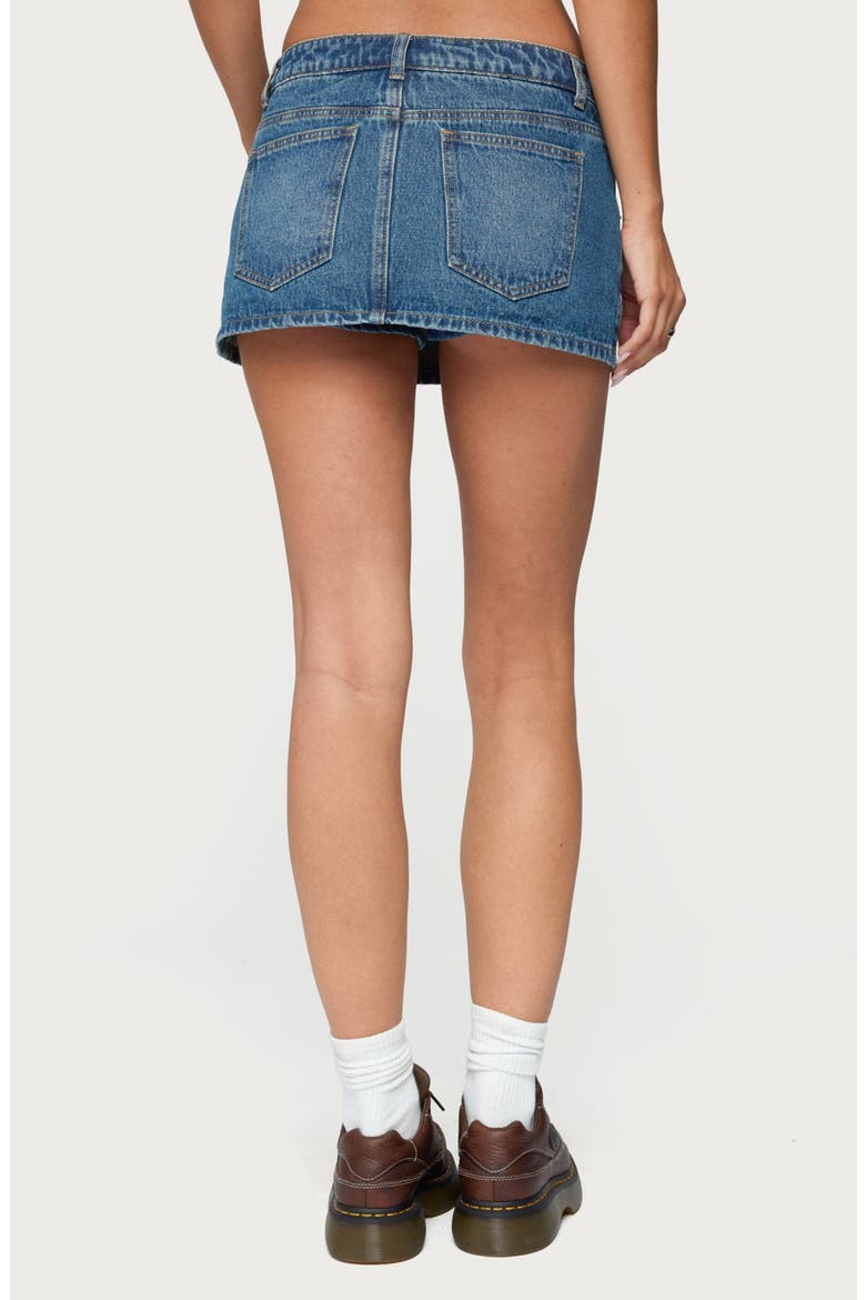 Ziggie Tie Front Denim Miniskirt, Alternate, color, DARK-BLUE