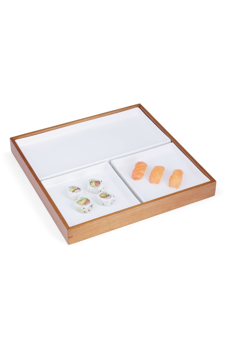 Nambé Duets Bento Box Serving Tray, Alternate, color, White