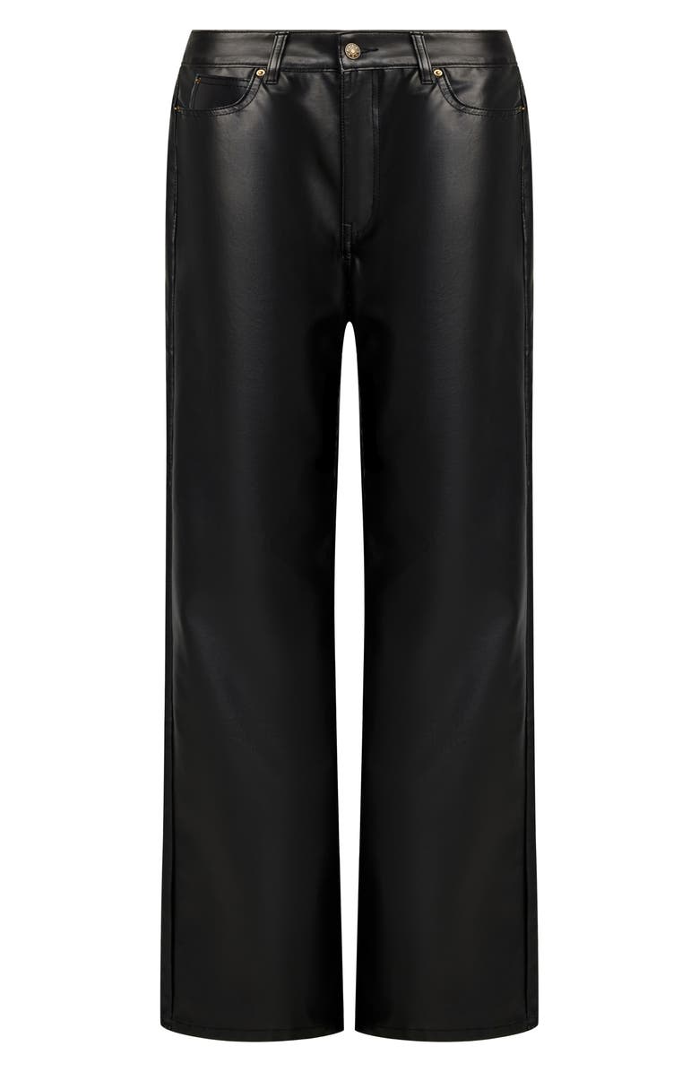 LIONESS Top Model Low Rise Wide Leg Faux Leather Pants, Alternate, color, Onyx