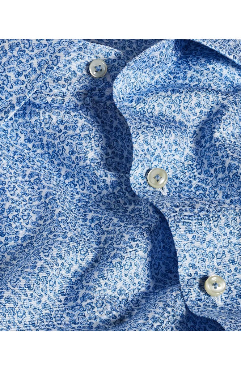 David Donahue Micropaisley Print Cotton Button-Up Shirt, Alternate, color, White/ Blue