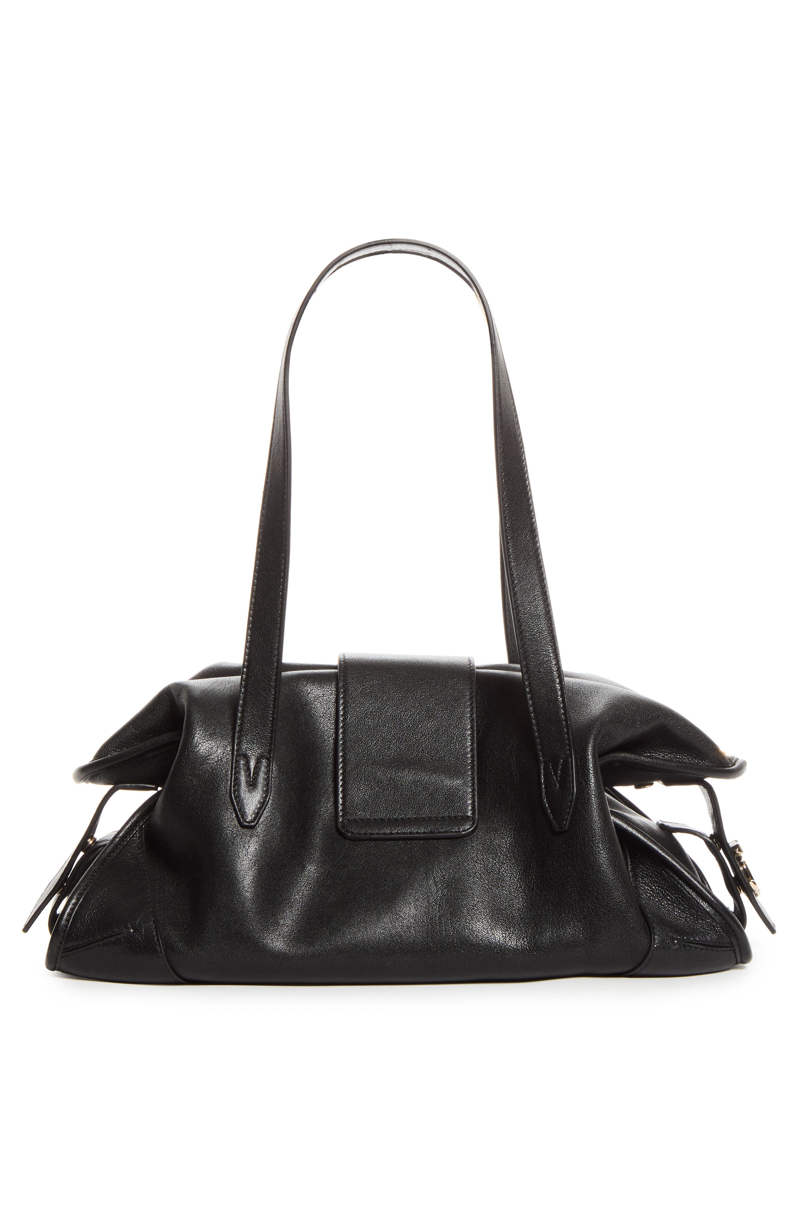 Medium Bar Leather Holdall Bag, Alternate, color, BLACK/ SHINY GOLD