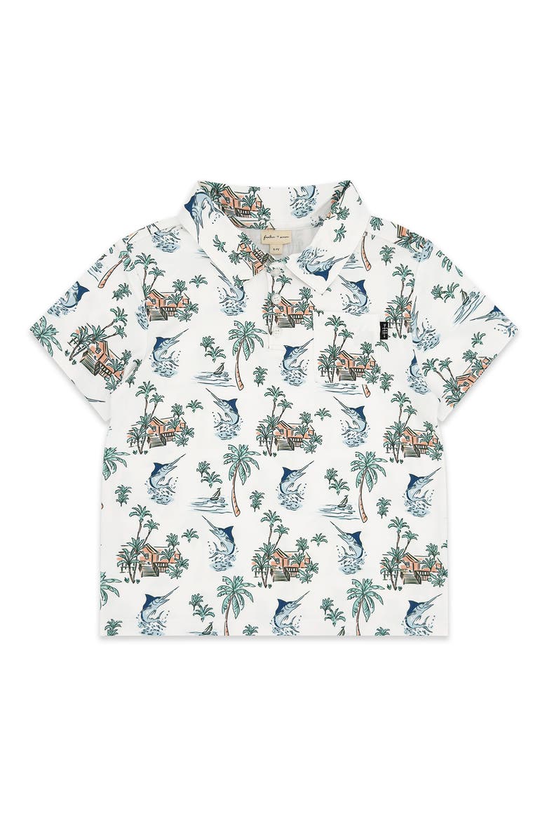 Kids' Feel Good Print Performance Polo, Main, color, WHITE