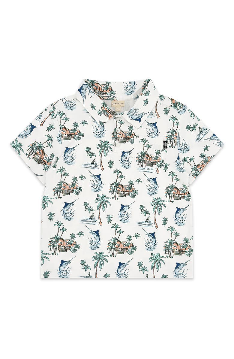 Feather 4 Arrow Kids' Feel Good Print Performance Polo, Main, color, White