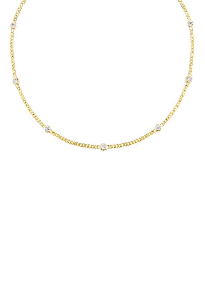 CZ Bezel Cuban Chain Choker, Main, color, GOLD