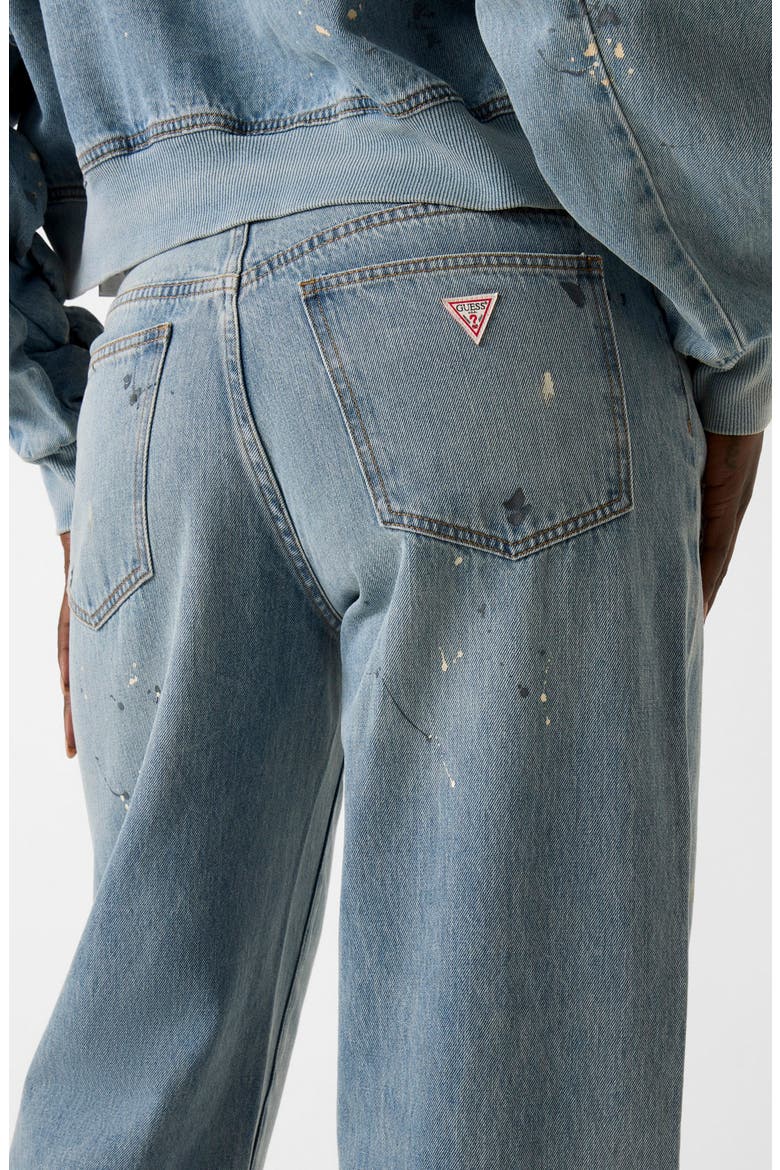 Paint Splatter Relaxed Barrel Leg Jeans, Alternate, color, DENIM