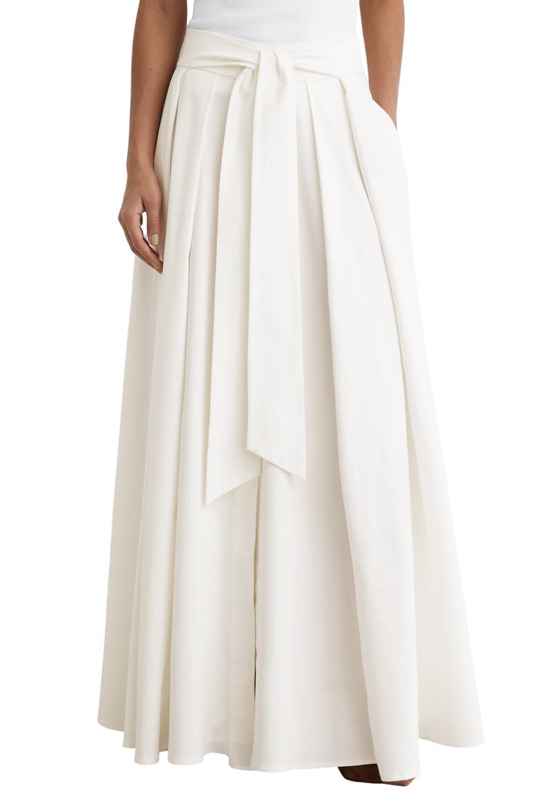 Simone Cotton Blend Pleated Maxi Skirt, Main, color, IVORY
