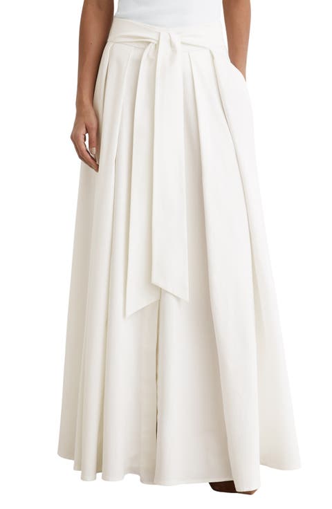 Simone Cotton Blend Pleated Maxi Skirt