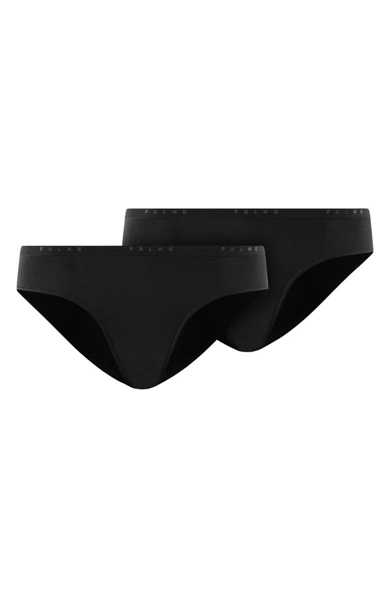 Falke Daily Comfort 2-Pack Stretch Cotton Bikini Briefs, Alternate, color, Black