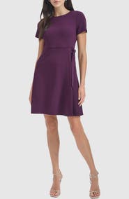 Calvin Klein Side Tie Pleated A-Line Dress