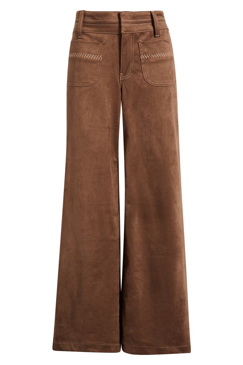 Wide Leg Faux Suede Pants, Alternate, color, BROWN