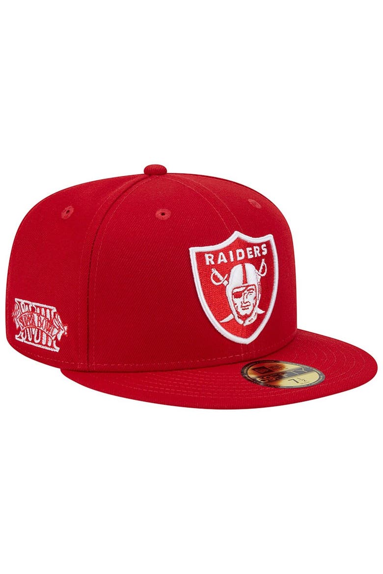 Men's New Era Scarlet Las Vegas Raiders Super Bowl XVIII Main Patch 59FIFTY Fitted Hat, Alternate, color, Scarlet