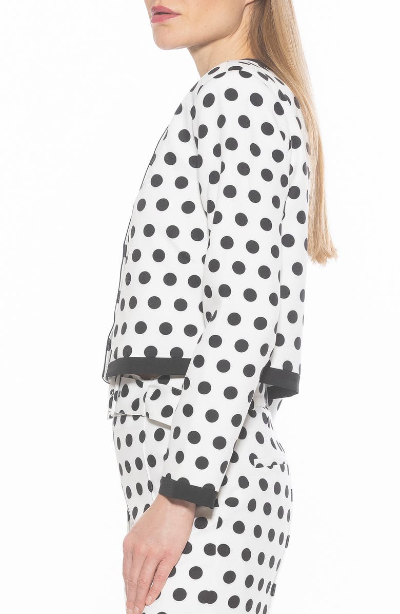 Alexia Admor Rose Jacket, Alternate, color, Black White Polka Dots