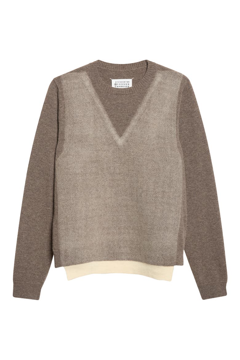 Fuse Trompe L'Oeil Virgin Wool Sweater, Main, color, MUD/ ECRU