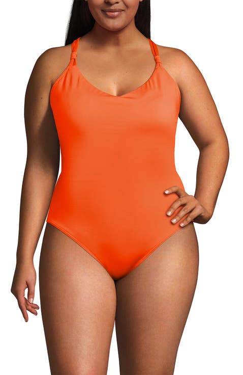 Plus Size Tugless QuickDry V-Neck Multi-Way High Leg One Piece Swimsuit