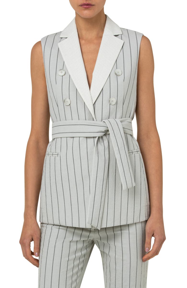 Akris Stripe Double Breasted Belted Vest, Main, color, 