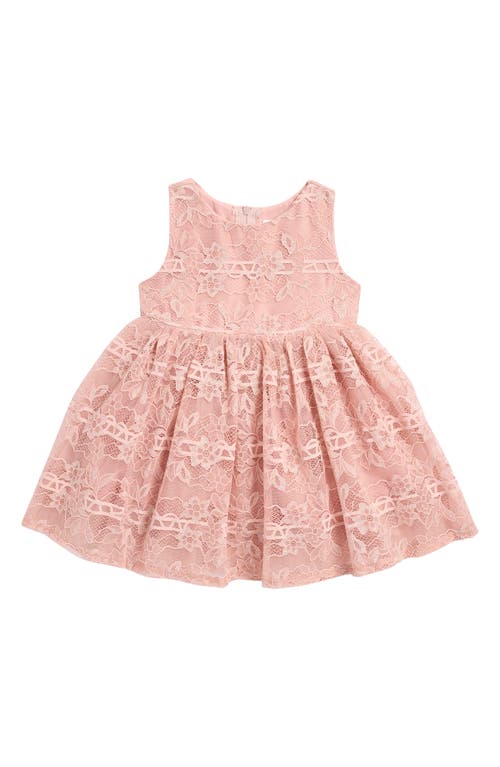 Popatu Metallic Lace Overlay Dress in Peach 