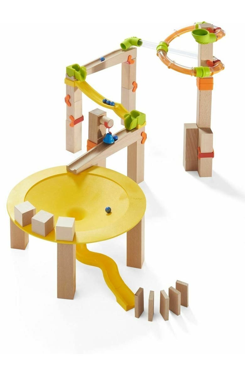 HABA Wooden Marble Run Ball Track Funnel Jungle Set, STEM Toy for 3-10 Year Olds, Wooden Marble Race Track with Adjustable Speed Tubes, Alternate, color, Multi