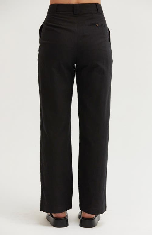 Crescent Straight Leg Linen Trousers In Black